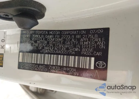 2010 Toyota Prius V z USA, uszkodzony, nr VIN JTDKN3DU4A0037756
